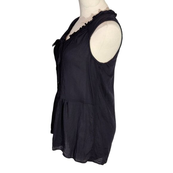 Anthropologie Holding Horses Black Ruffle Neck Pleated Viscose Blouse Size 2 - Picture 4 of 14